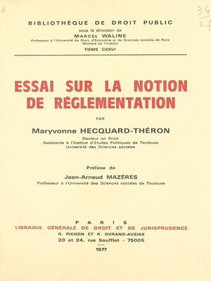 cover image of Essai sur la notion de réglementation